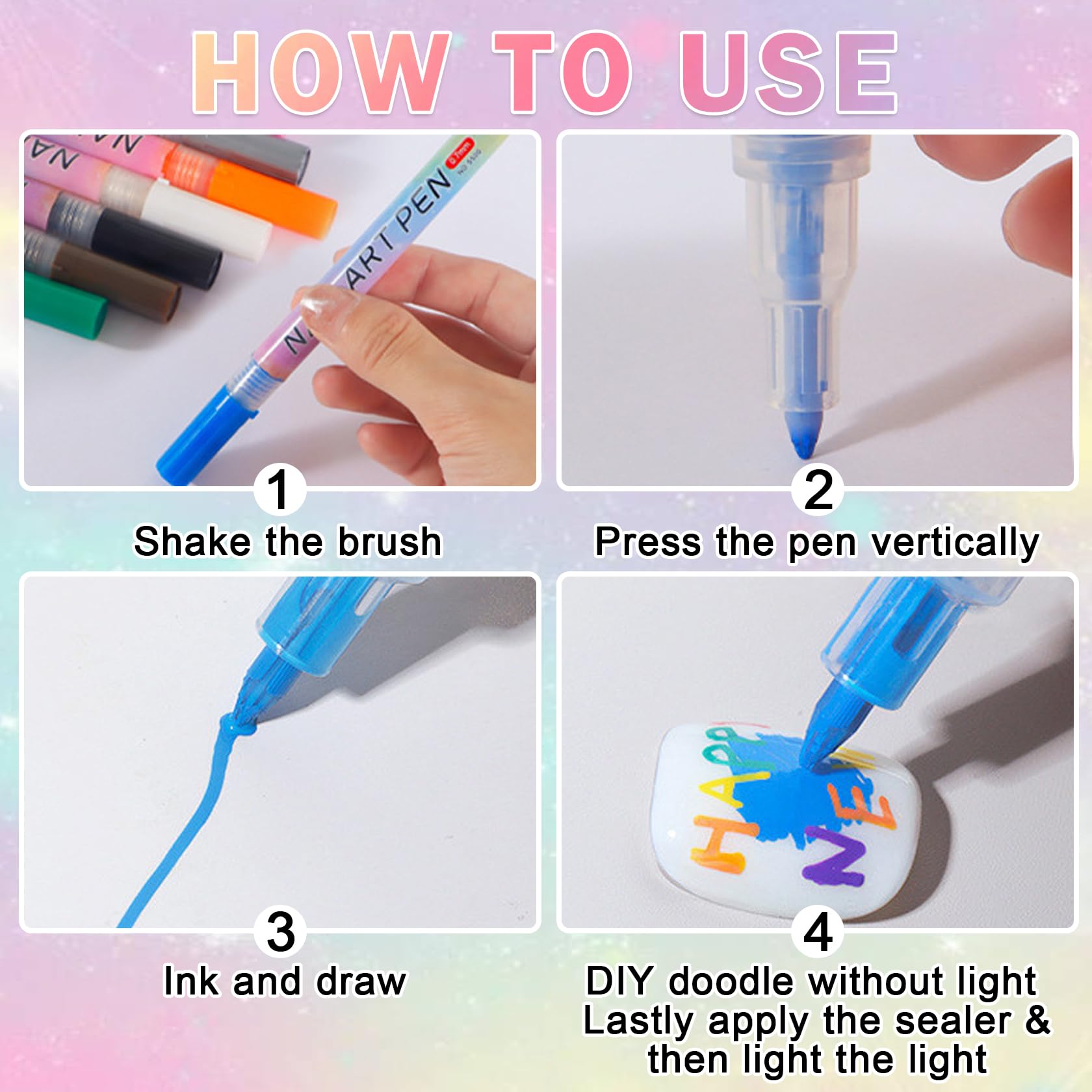 Professional 3D Nail Art Pen Set - 12 Color Acrylic Paint Nail Polish Pens for Drawing, Liner & Dotting - DIY Nail Design Kit for Salon, Home Manicure & Party Nail Art