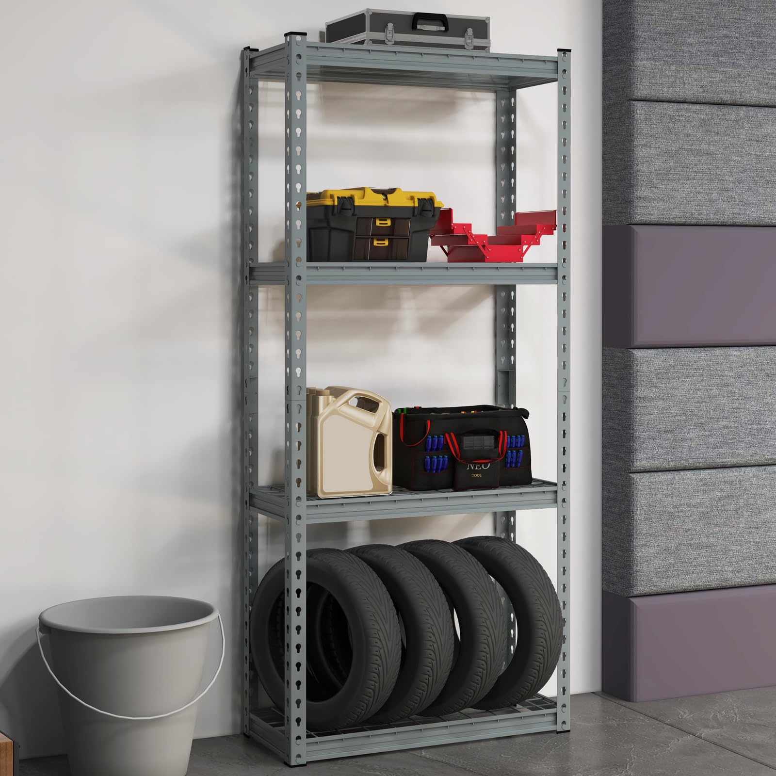 Goplus 4-Tier Heavy Duty Metal Shelving Unit - Adjustable Wire Storage Rack with Anti-Slip Foot Pads, 12
