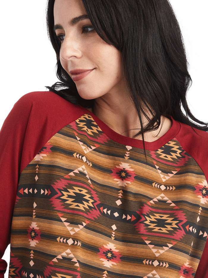 Ariat Women's Long Sleeve Pajama Set - Southwest Style Print Red - Soft Cotton Sleepwear for Cozy Nights & Relaxing at Home