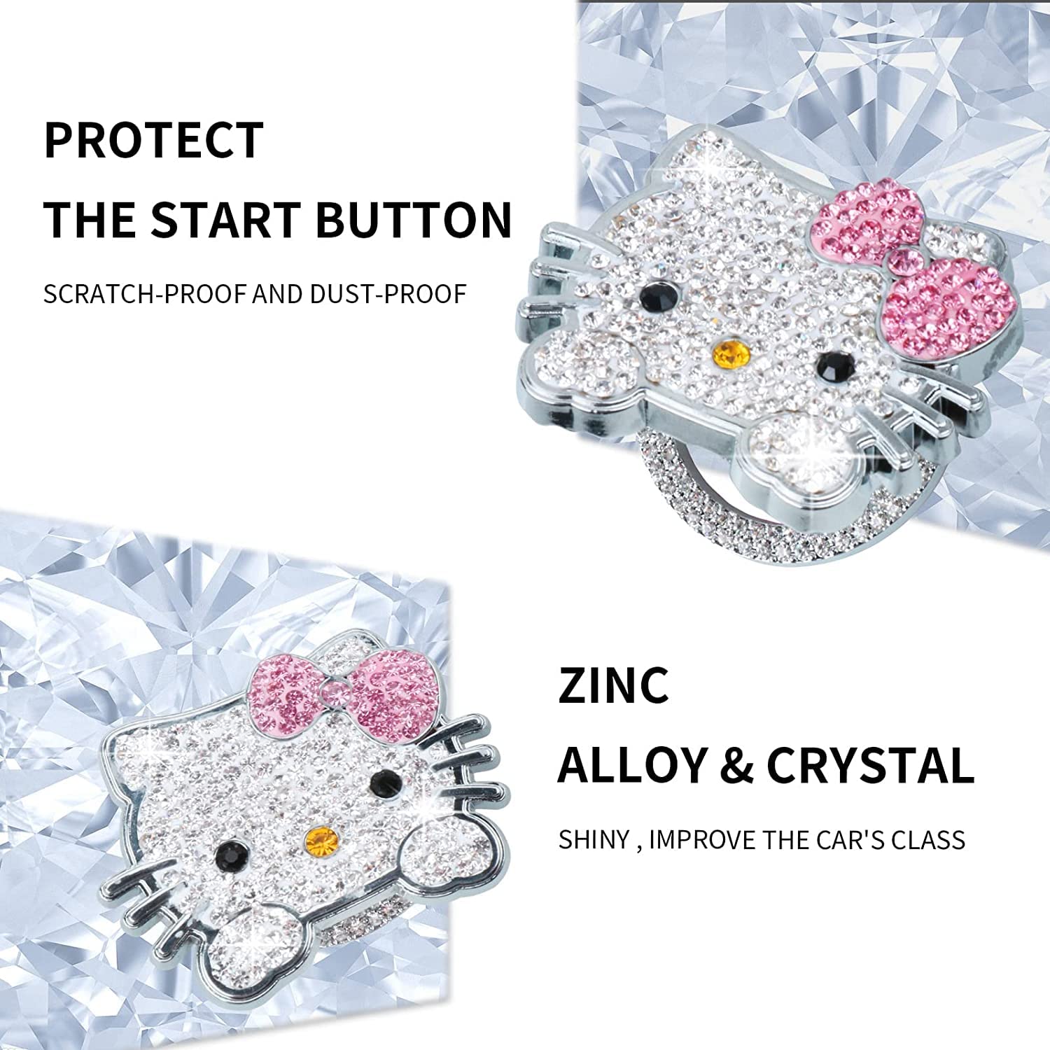 Sparkling Rhinestone Car Push Start Button Cover - Cute Pink Crystal Car Accessory for Women | Stylish Engine Start Stop Button Decal | Perfect for Adding Glam to Your Car Interior & Personalizing Your Ride