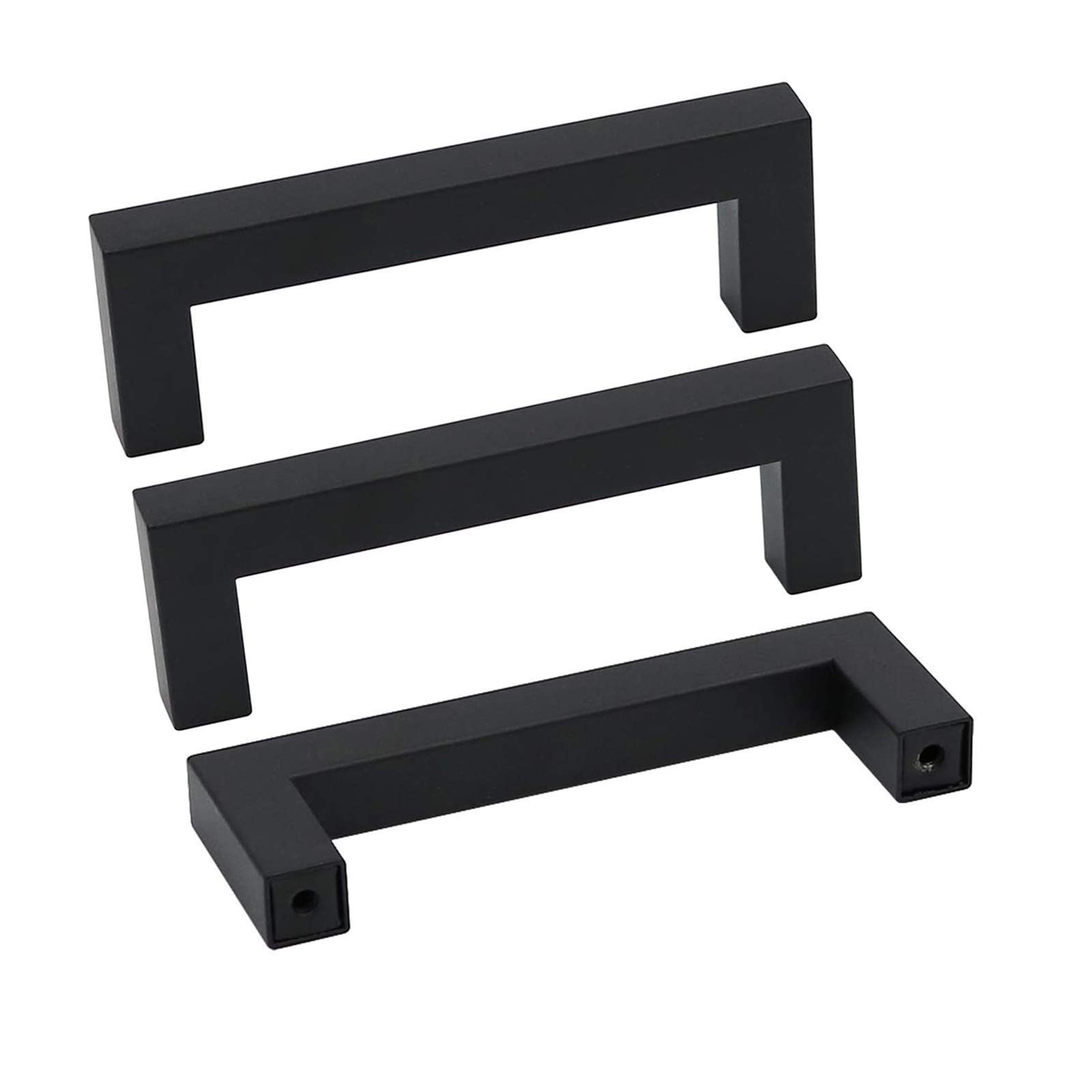 GoldenWarm 50 Pack Black Cabinet Pulls 4-1/2 Inch Drawer Handles - Modern Kitchen & Dresser Hardware in Stainless Steel - Perfect for Cabinets, Drawers, and Furniture Upgrades
