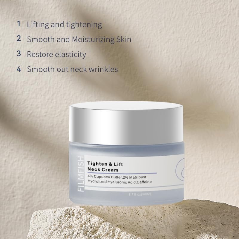Best Neck Lift & Firming Cream for Sagging Skin - Anti-Aging Tightening Treatment for Double Chin & Wrinkles - Perfect for Night Routine & Daily Skincare