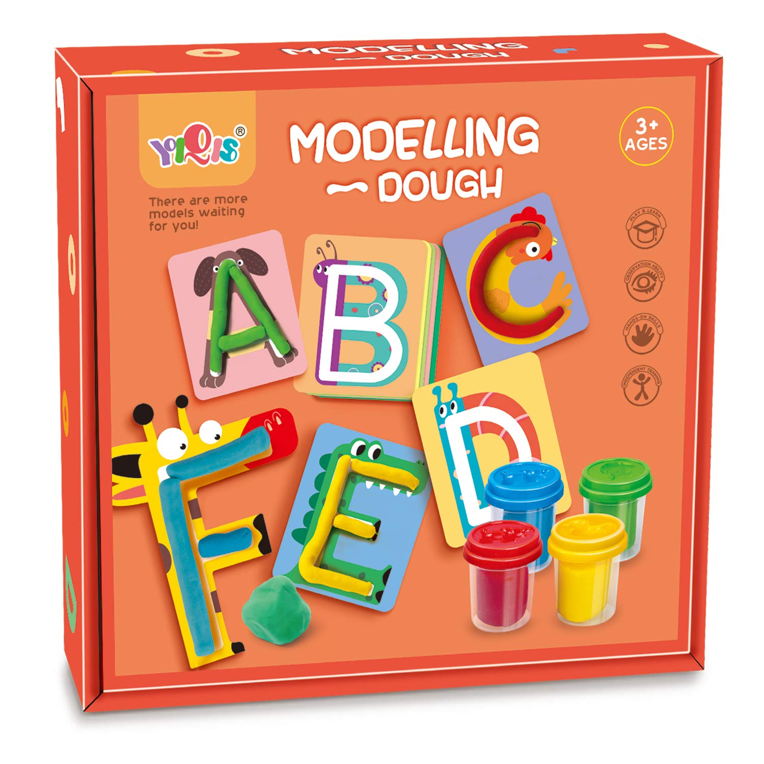 Alphabet A-Z 26 Modeling Dough Cards Set with 4 Multi-Color Dough for Kids - Learn Letters & Shapes | Educational Toddler Toy Gift for Ages 3+ | Perfect for Preschool Learning & Creative Play