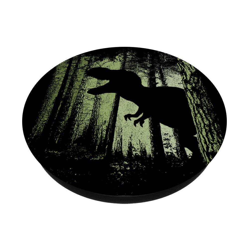 T-Rex Shadow in Twilight Forest Tyrannosaurus Silhouette PopGrip - Swappable Phone Grip & Stand for iPhone, Samsung, Tablets - Perfect for Dinosaur Lovers, Outdoor Adventures & Daily Commute