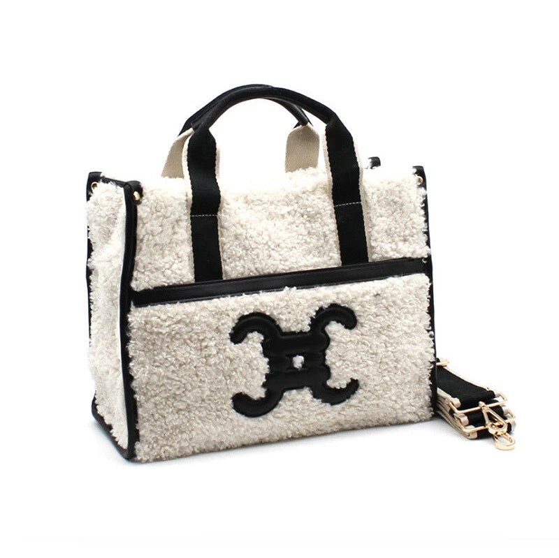 Luxury Soft and Comfortable Faux Fur Tote Bag - Celine Inspired Designer Handbag Dupe for Women, Perfect for Work, Travel, and Everyday Use