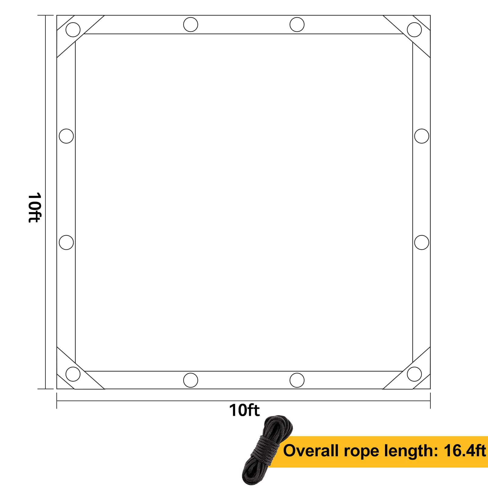 95% High Density Dog Kennel Shade Cover - 10x10ft UV Resistant Mesh Sunshade with Reinforced Grommets & Rope - Outdoor Pet Kennel Cover for Dogs, Chicken Coops, and Large Animal Cages - Perfect for Backyards, Patios, and Farm Use