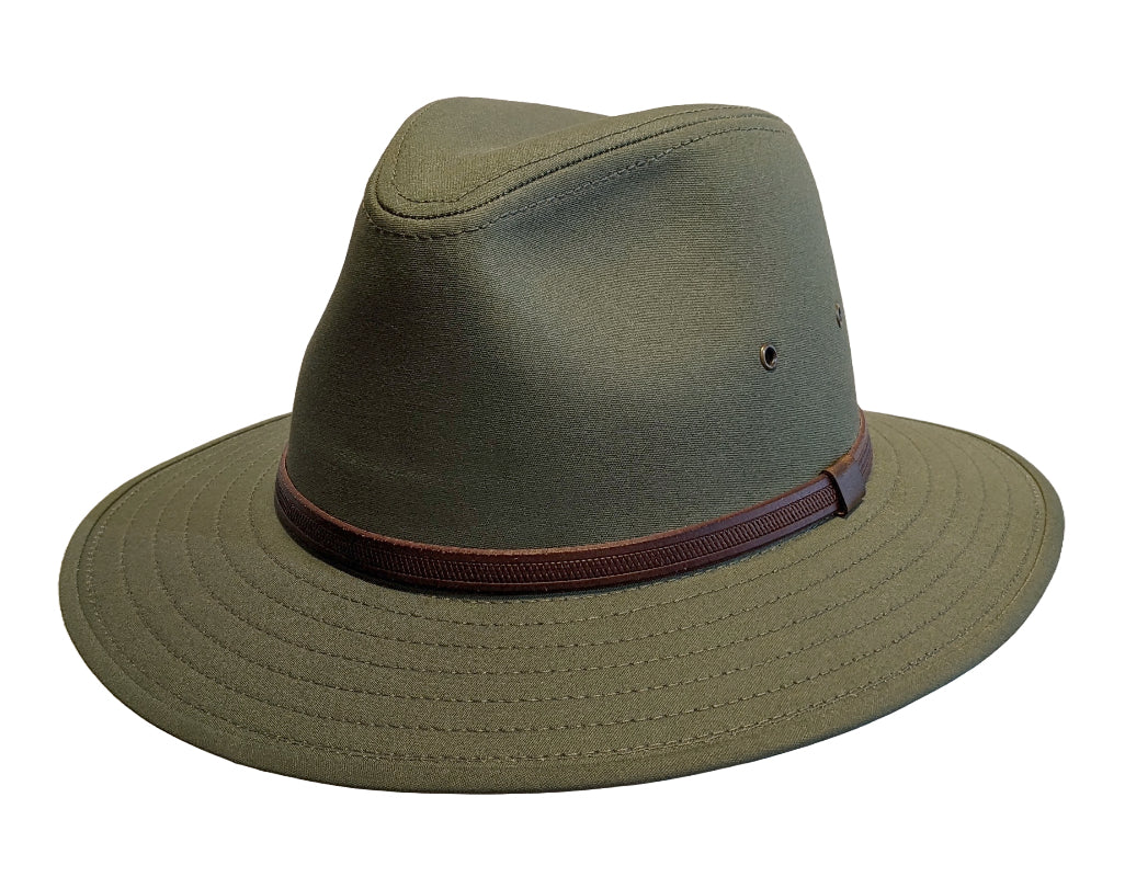 Avenel 100% Cotton Canvas Safari Fedora Hat for Men & Women - Olive Green Outdoor Adventure & Travel Accessory