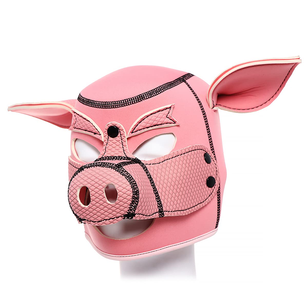 Neoprene Piggy Hood Full Face Mask - Pink Animal Head Costume for Cosplay, Halloween, Parties & Festivals - Soft & Comfortable Piggy Head Masks for Adults & Kids