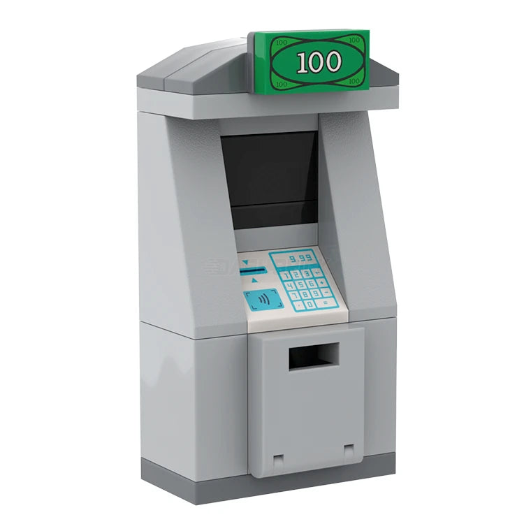 LEGO ATM Automatic Teller Machine Building Block Set - MiniMOC Model for Kids & Adults - Perfect for Bank Themed Play & Display