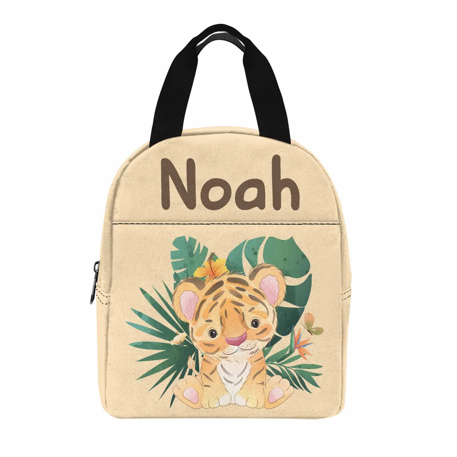 Personalized Insulated Lunch Bag for Kids & Women - Custom Name Tiger Print Lunch Tote for School, Office & Picnics | Cute Animal Design for Work, Travel & Daily Use