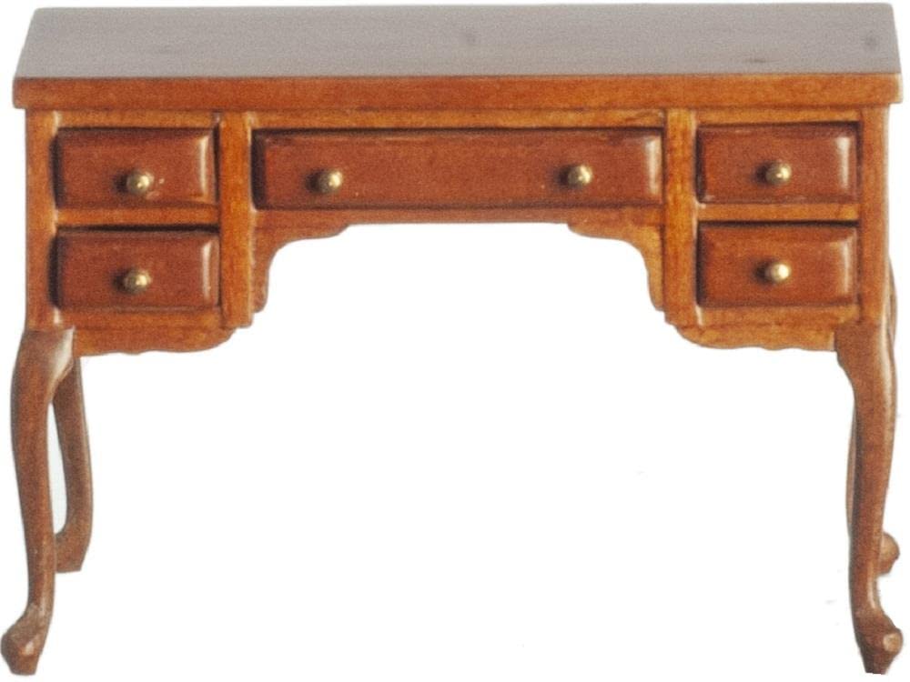 Vintage Mid Century Walnut Dollhouse Writing Desk - Miniature Study Furniture for 1:12 Scale Dollhouses | Perfect for Dollhouse Office, Library & Study Room Decor