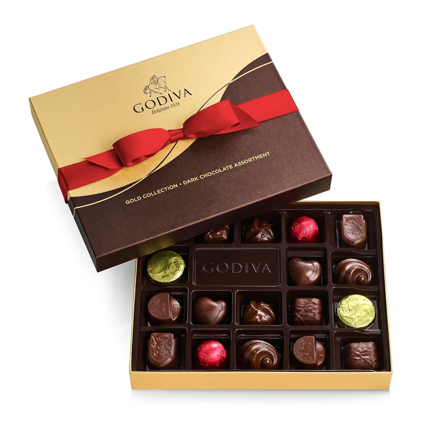 Godiva Dark Chocolate Gift Box - 18pc Gourmet Valentine's Day Treats for Loved Ones & Gift Baskets