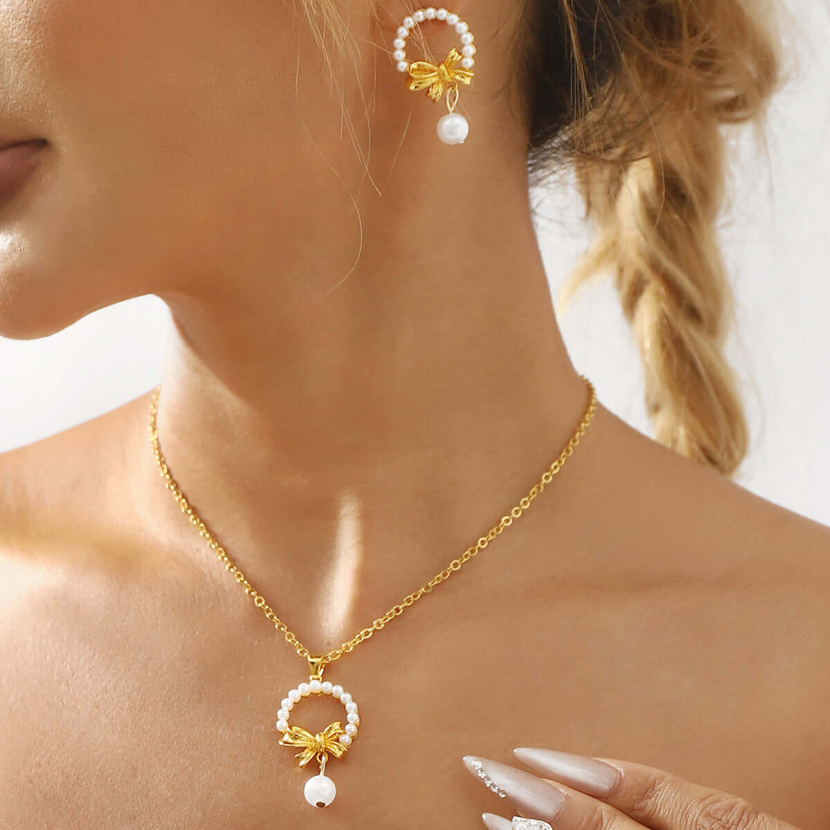 Elegant Pearl Bow Pendant Necklace for Women - Dainty Jewelry Gift for Her | Perfect for Weddings, Parties & Special Occasions | N3307