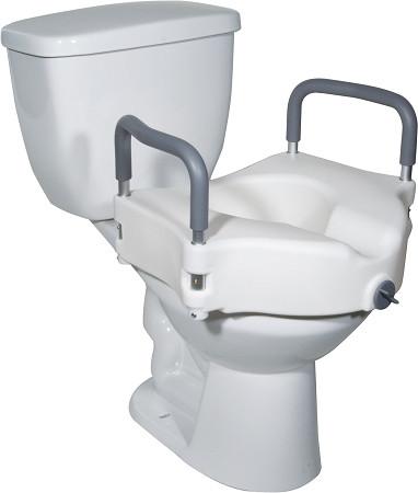 2 in 1 Locking Raised Toilet Seat with Tool-Free Removable Arms - Elderly & Disabled Safety Bathroom Aid for Home & Hospital Use