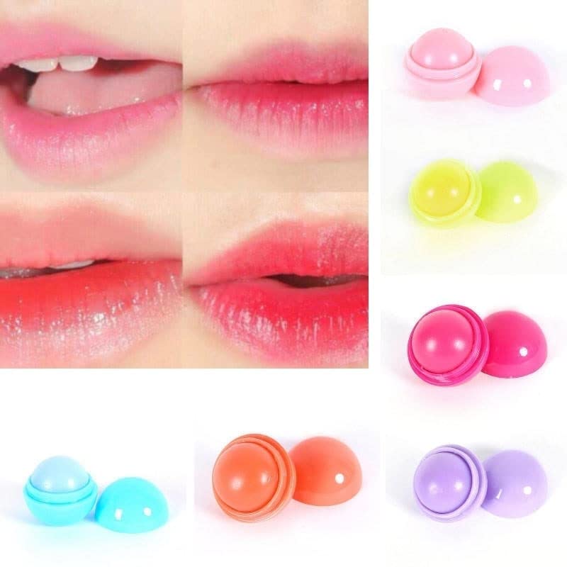 LOCANS Fashion Cute Ball Shaped Lip Balm - Deep Moisturizing & Long Lasting Fruit Flavor Lip Care for Dry Lips - Pack of 2 (Perfect for Daily Use, Travel & Gifts)