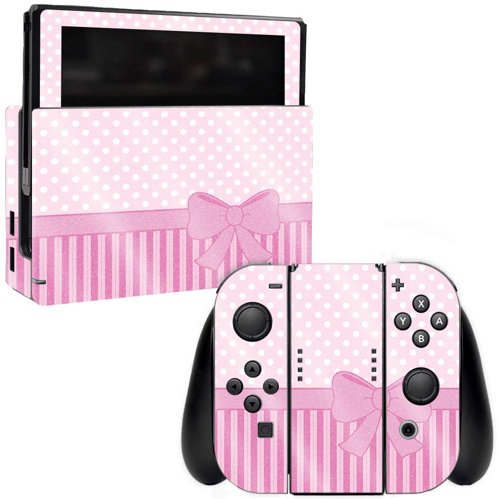 MightySkins Glossy Glitter Skin for Nintendo Switch - Pink Present | Protective & Durable High-Gloss Cover | Easy to Apply & Remove | Made in USA | Perfect for Gaming, Travel & Customization (GL-NISWI-Pink Present)