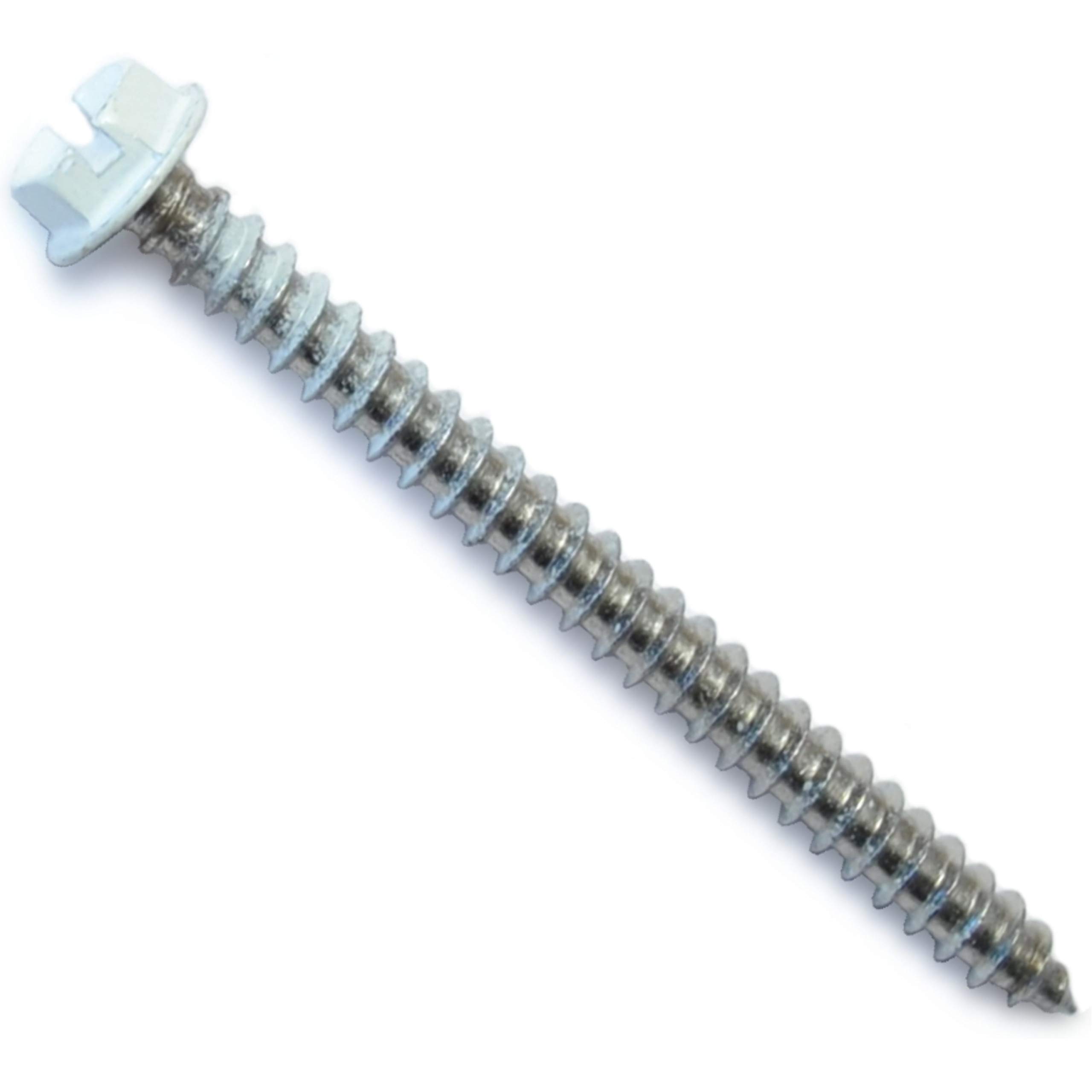 014973187057 White Hex Head Sheet Metal Screws, 8 x 2, Pack of 12 - Ideal for HVAC, Metal Roofing & DIY Projects