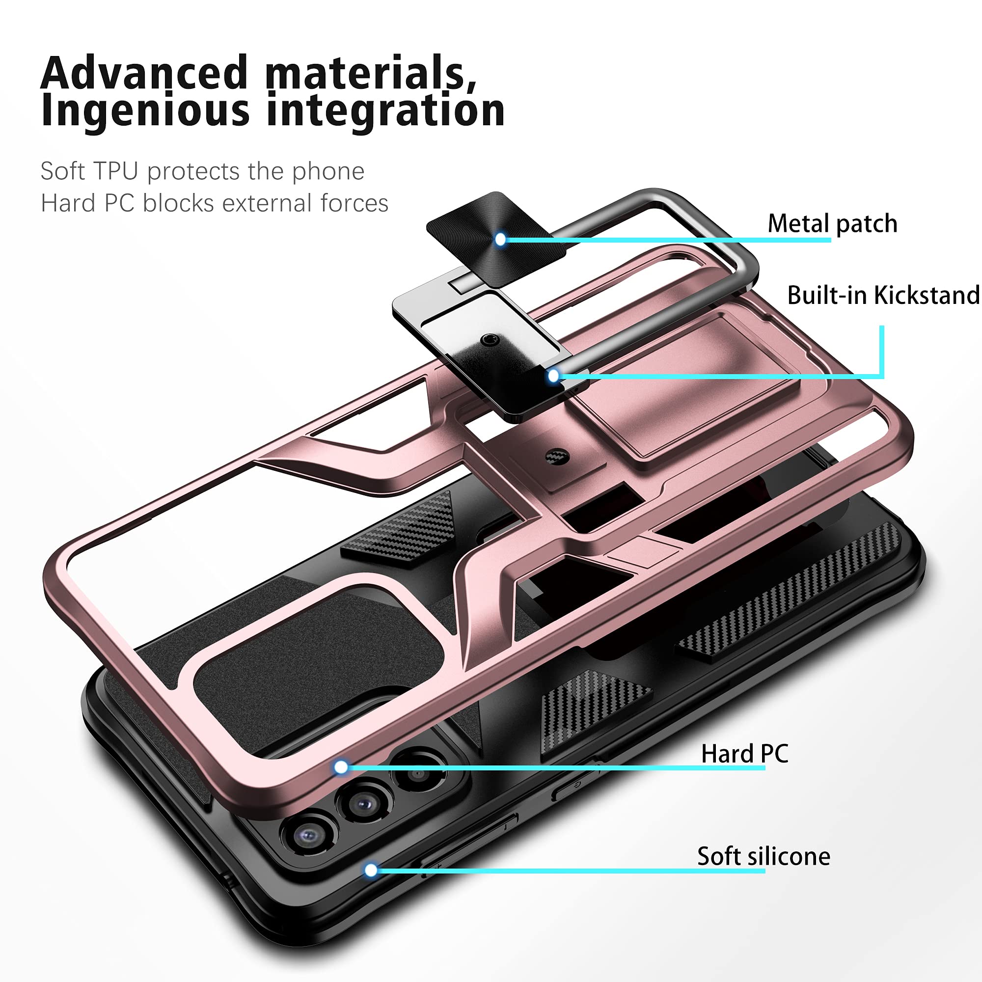 ASUWISH Samsung Galaxy A52 5G/4G Case with Tempered Glass Screen Protector & Kickstand - Shockproof Phone Cover with Ring Holder for Women & Men (Pink) - Perfect for Work, Travel, and Everyday Protection