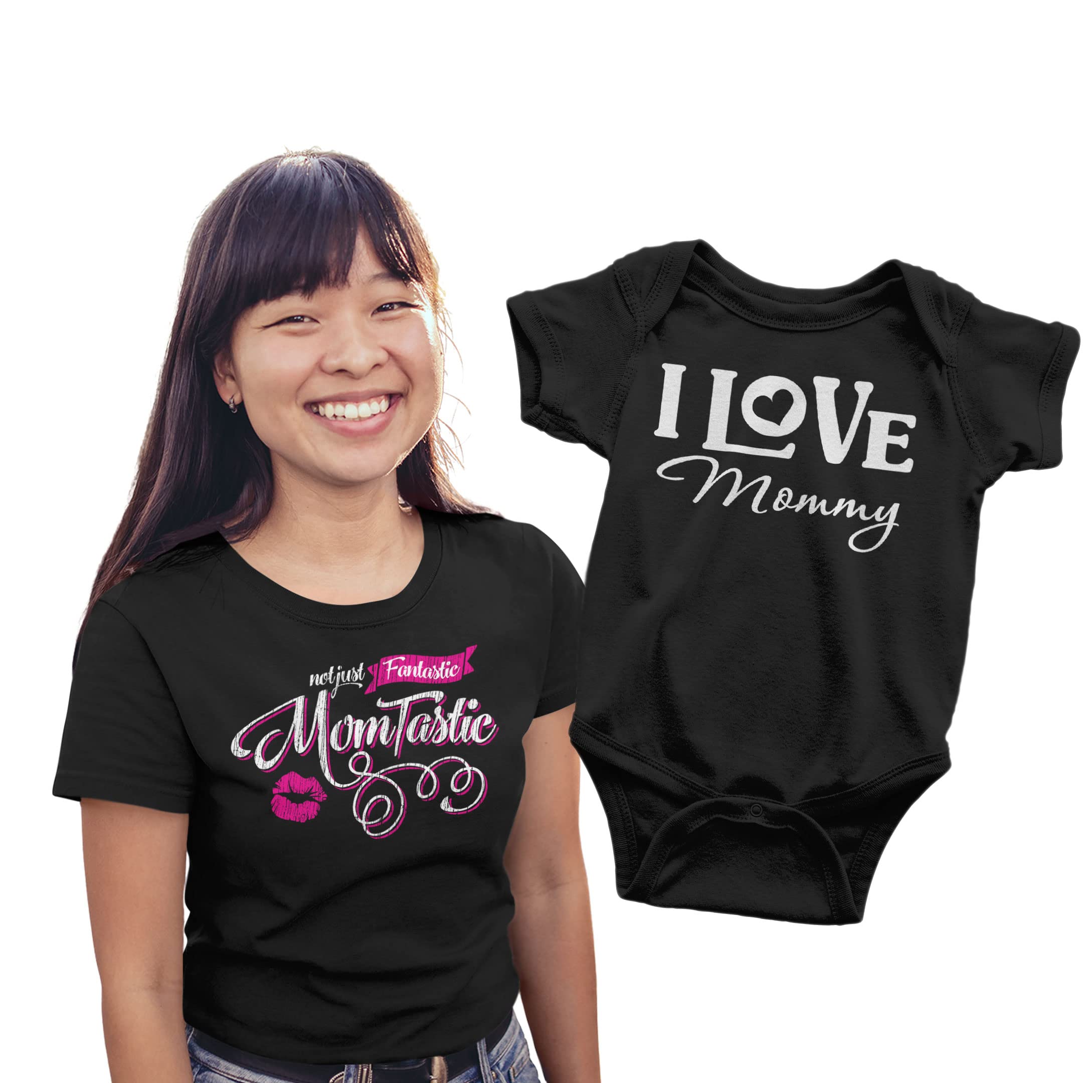 Texas Tees Momtastic I Love Mom T-Shirt - Black Women's 2XL Mothers Day Gift - Perfect for Family Gatherings & Casual Wear