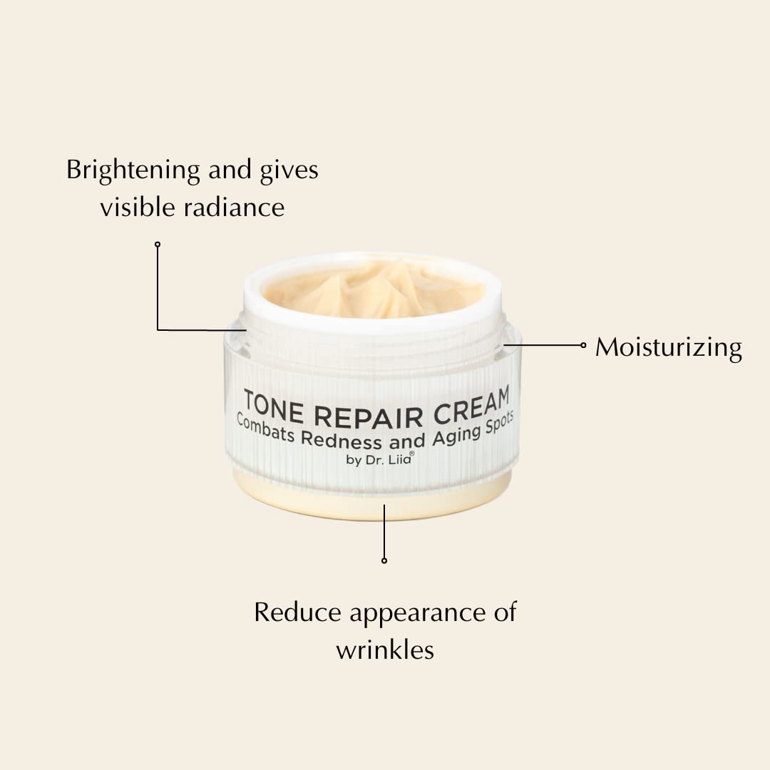 Dr. Liia Tone Repair Moisturizer for Dark Spots & Hyperpigmentation - Gluten Free, Vegan Face Cream for Sensitive Skin | Brightening Treatment for Sun Spots, Acne Scars & Uneven Skin Tone | Perfect for Daily Skincare Routine & Post-Acne Care