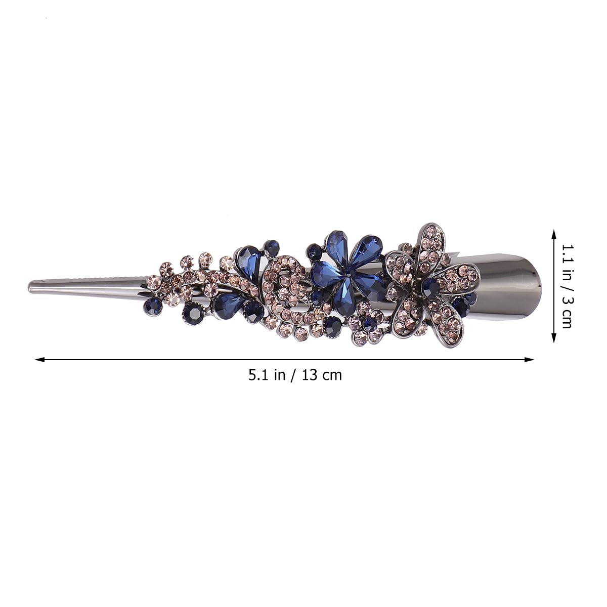 Rhinestone Duckbill Hair Clips for Women - Elegant Metal Alligator Hair Clips with Long Beak Design in Dark Blue - Perfect for Hair Styling, Parties, Weddings & Everyday Fashion Accessories