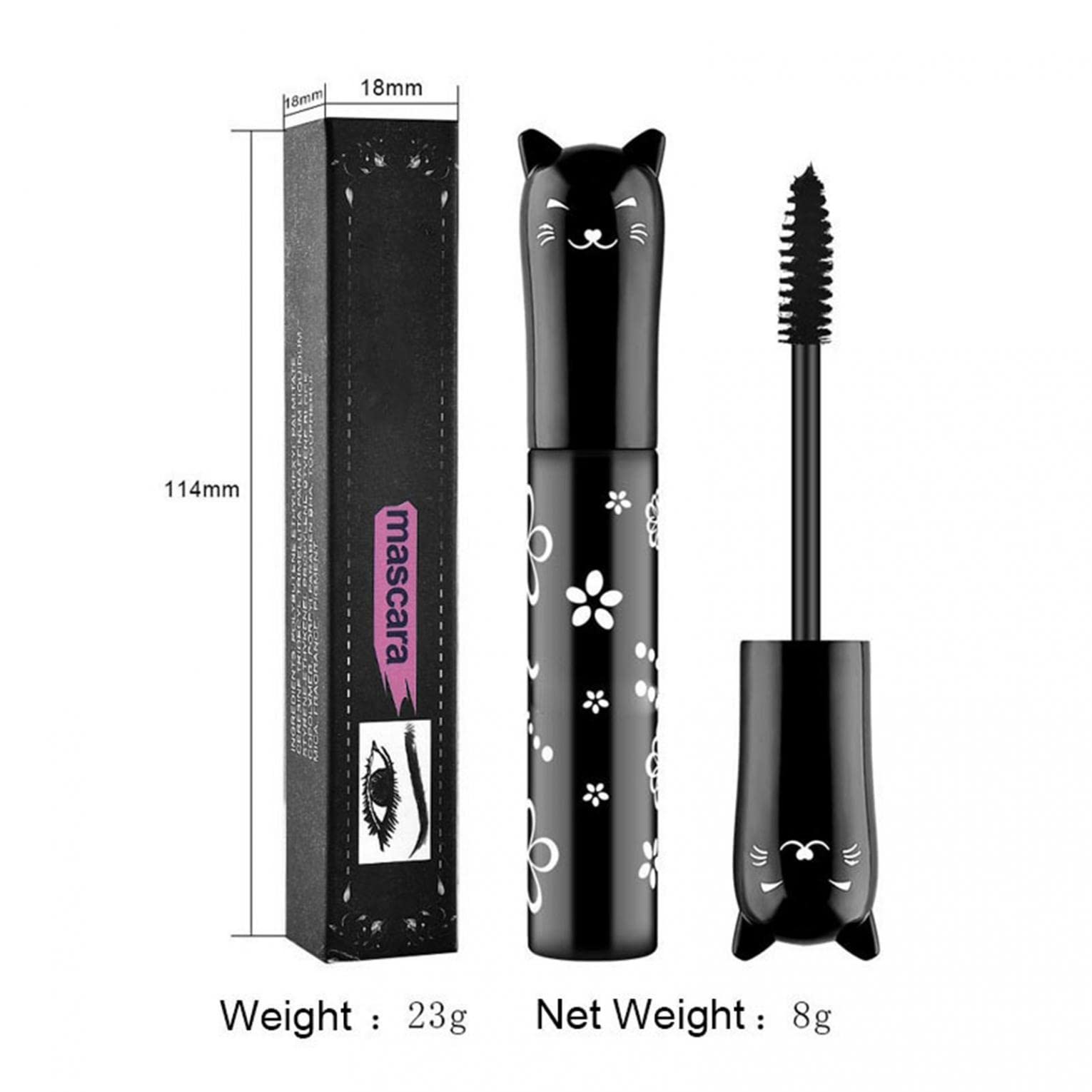 Silk Fiber Lash Mascara - Waterproof, Long Lasting, Smudge Proof & Quick Drying - Volumizing & Curling Cat Eye Mascara for Dramatic Lashes - Perfect for Everyday Wear, Date Night & Special Occasions