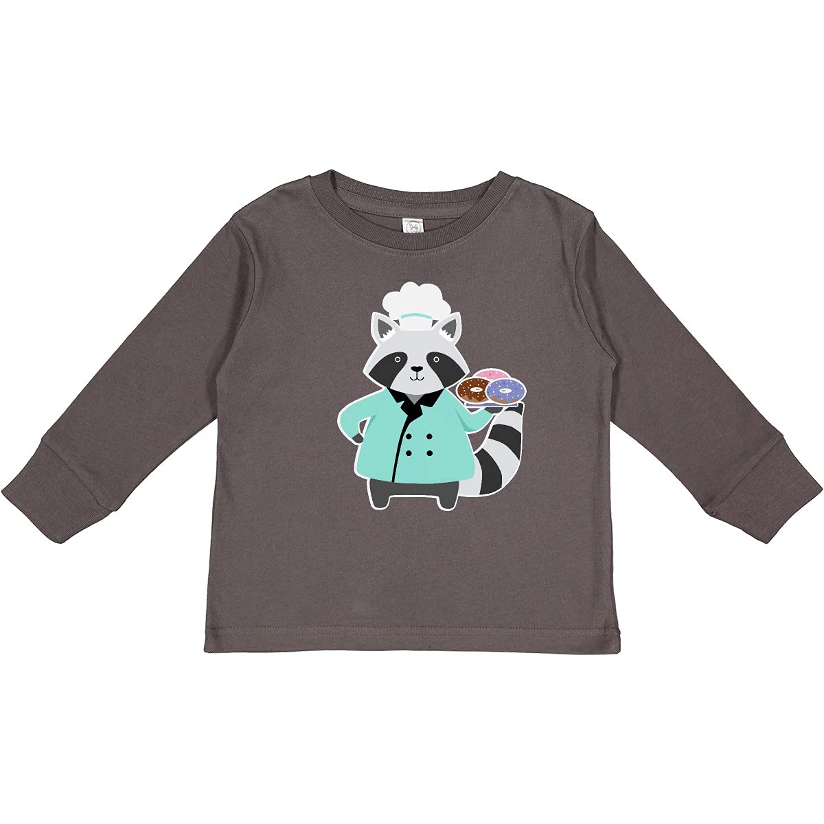Inktastic Chef Raccoon Donut Cook Toddler Long Sleeve T-Shirt - Cute Animal Graphic Tee for Kids, Boys & Girls - Perfect for Cooking Classes, Birthday Parties & Playdates