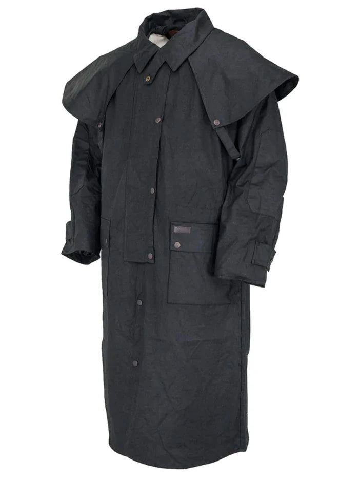 Outback Low Rider Duster Coat for Men & Women - Black Waterproof Long Trench Coat for Outdoor Riding, Hiking & Motorcycle | Windproof & Lightweight Raincoat