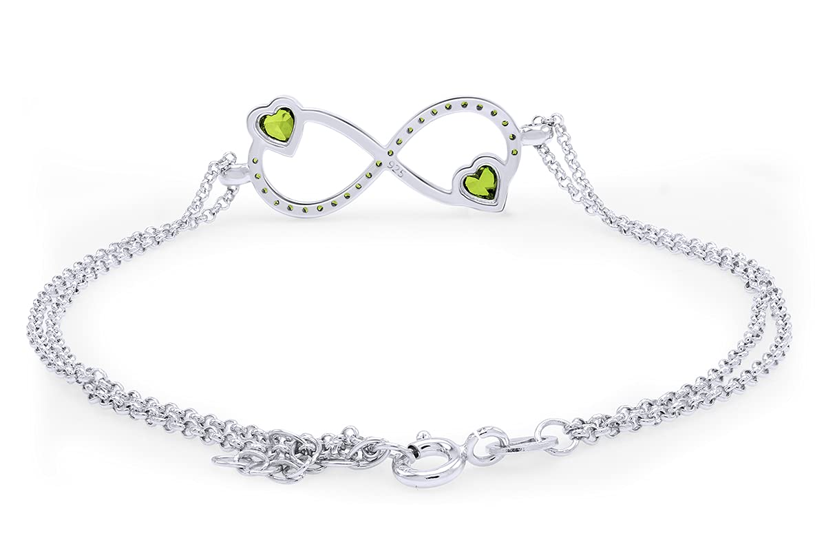 AFFY Simulated Gemstone Infinity Heart Bracelet - 14k White Gold Over Sterling Silver - Elegant Jewelry for Women, Perfect for Valentine's Day, Anniversary & Romantic Gifts