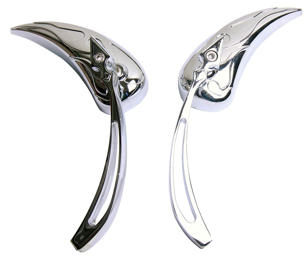 Chrome CNC Tear Drop Motorcycle Mirrors for Harley-Davidson Dyna Street Bob FXDBP (2013) - Durable Rear View Mirrors for Cruiser Bikes, Perfect for Highway Riding and Urban Commuting