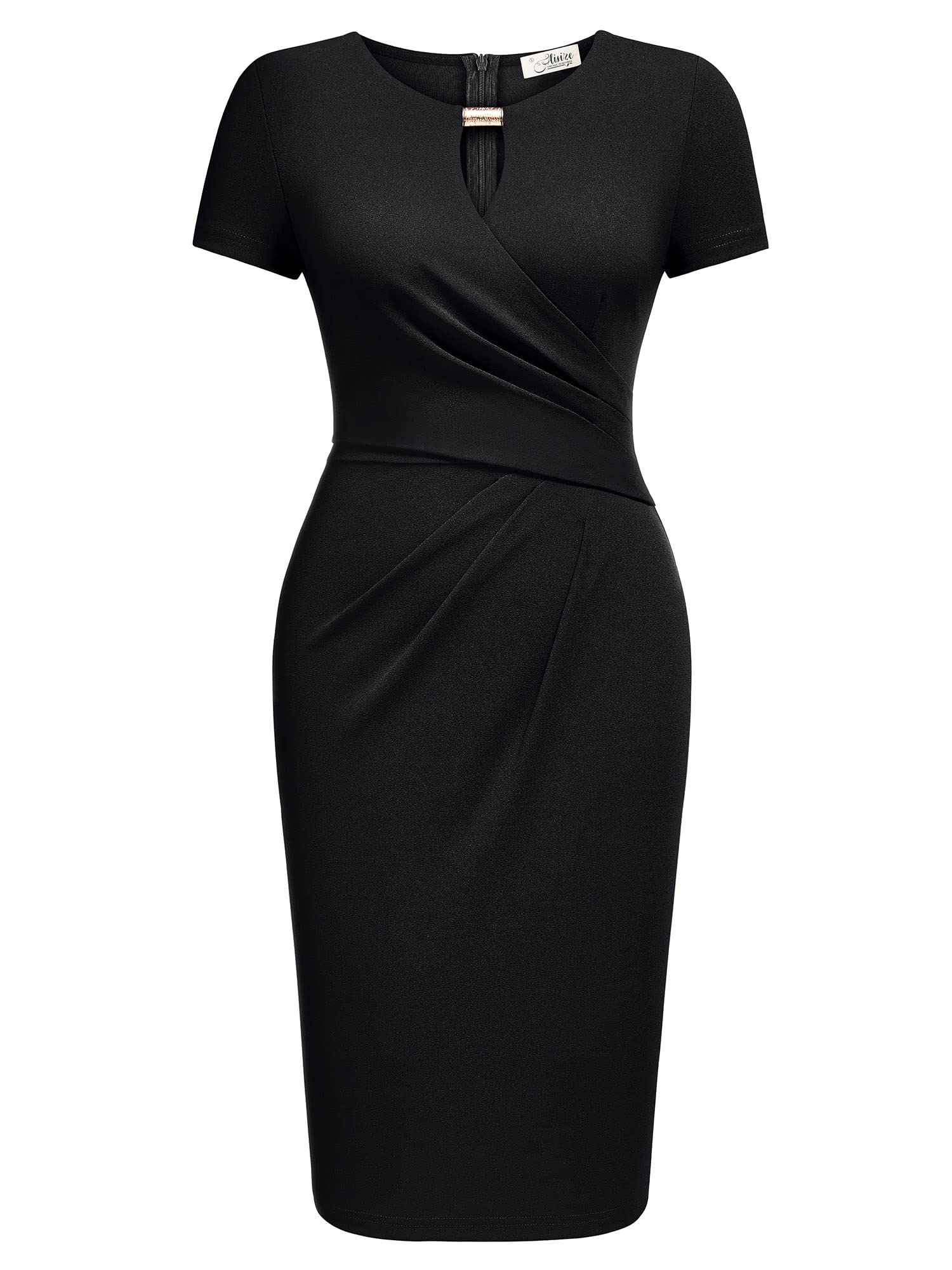 AISIZE Women's Classic Keyhole Neck Wrap Cocktail Party Sheath Dress - Elegant Bodycon Dress for Evening Events, Date Night & Formal Occasions