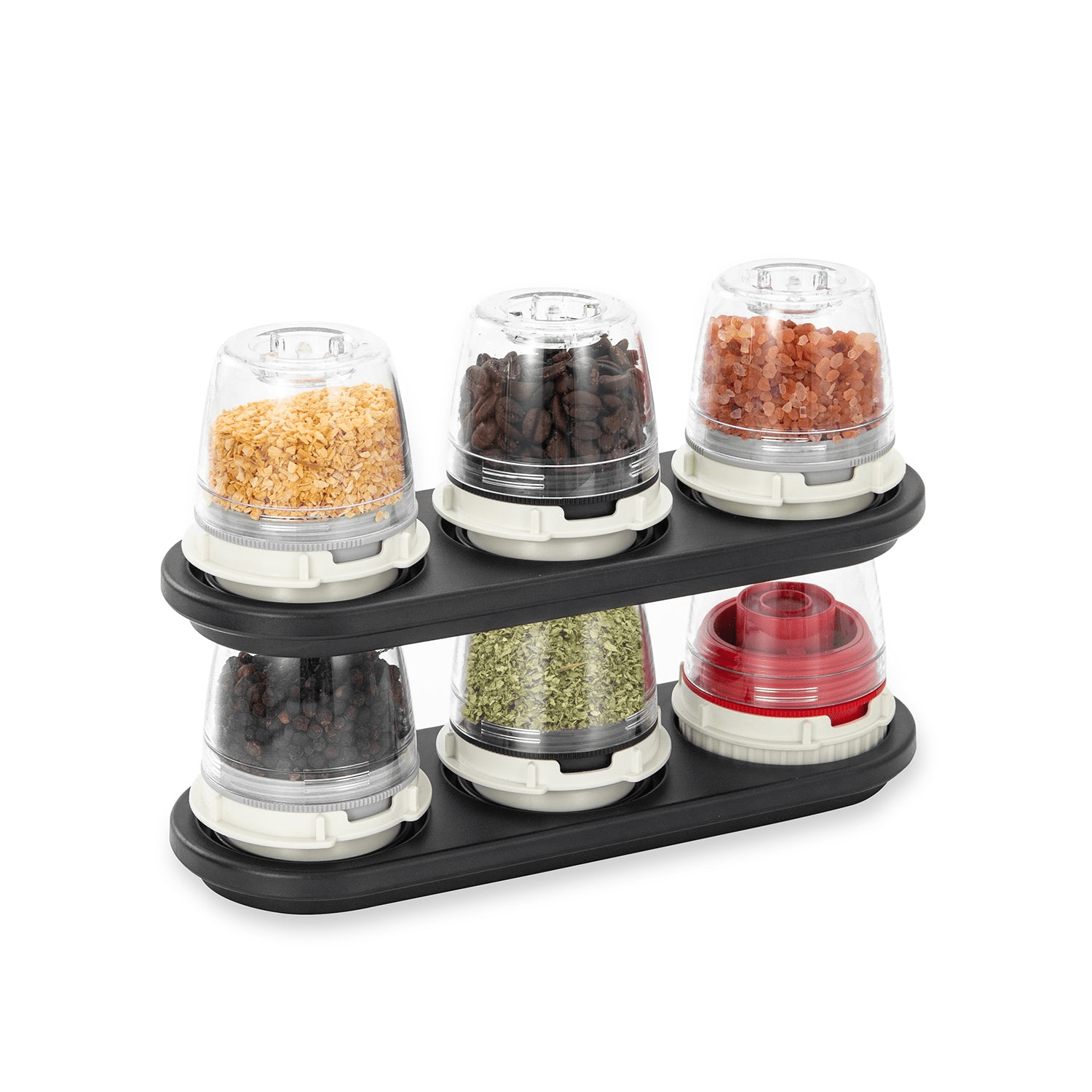 FinaMill Rectangular Trio Tray - Premium Black Spice Organizer for Kitchen Countertop | Perfect for Spice Storage, Cooking Prep & Countertop Organization