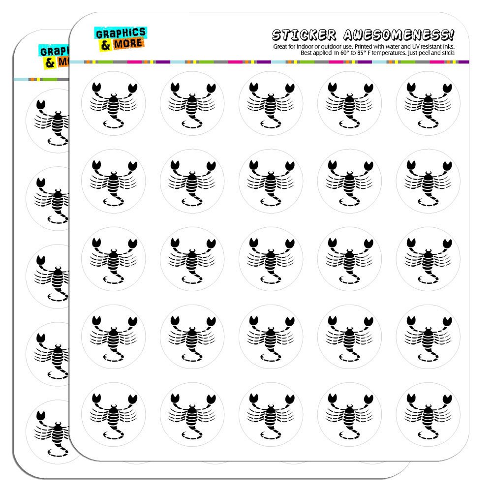 Scorpio Zodiac Stickers - 1 Inch Planner & Scrapbooking Decals for Calendar, Journal, Crafting - Opaque Vinyl Waterproof Stickers for Bullet Journals, DIY Projects & Gift Wrapping