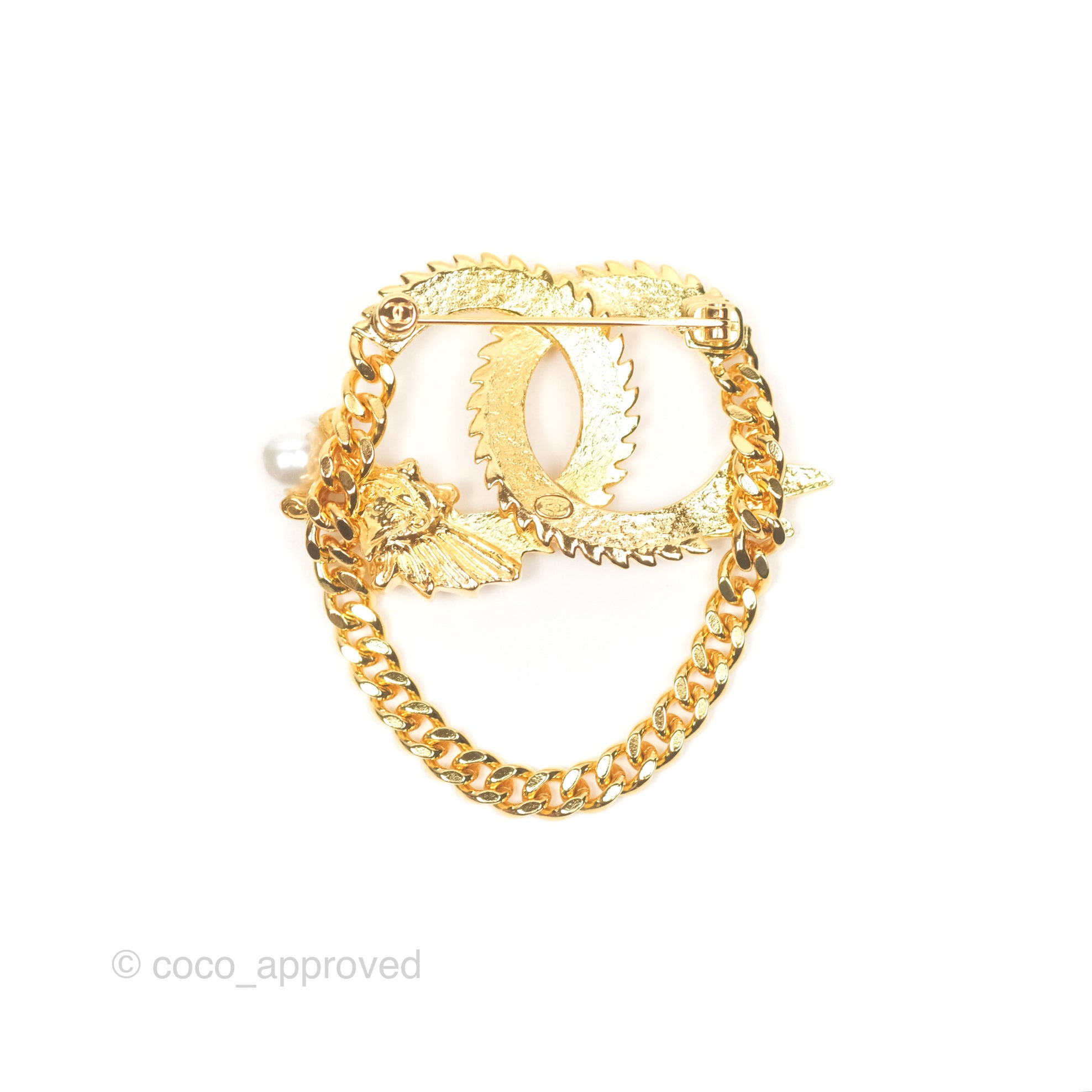 Chanel CC Dragon Chinese New Year Edition Gold Tone Brooch Pin - Luxury Fashion Accessory for Women, Gift for Chinese New Year, Holiday Party & Special Occasions