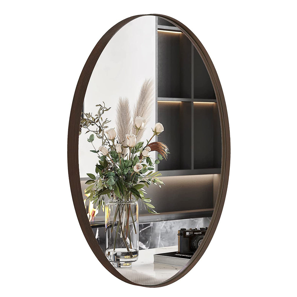 Modern Oval Bathroom Wall Mirrors - Stainless Steel Framed Vanity Mirror for Powder Room, Makeup & Shaving | Rust-Resistant, Shatterproof & Space-Saving Design