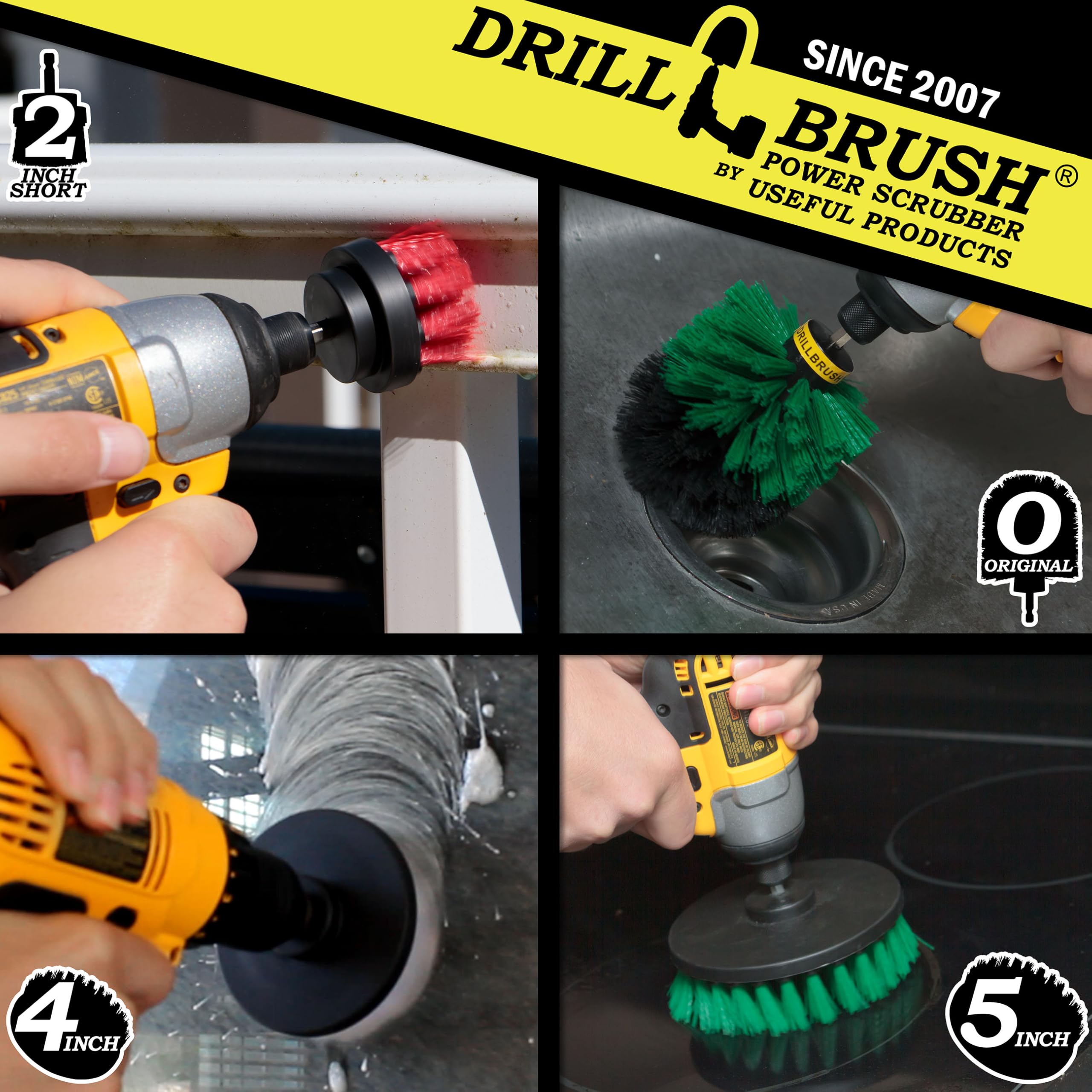 Best Drill Brush Cleaning Kit for Kitchen, Oven, Stove & Cast Iron Skillet - Heavy Duty Scrub Brush for Bathroom, Shower & Grout Cleaning - Multi-Surface Spin Brush for Bird Bath & Garden Statues - Perfect for Deep Cleaning and Stain Removal