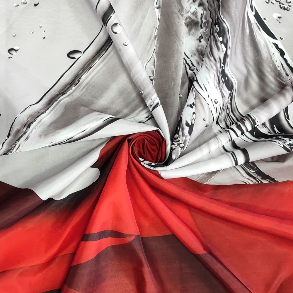 Romantic Red Rose Shower Curtain with Floral Blossom Design - Water Reflection Pattern Fabric Bath Curtain in Black & Red - Machine Washable 69x75 Inches for Bathroom Decor & Spa-Like Experience