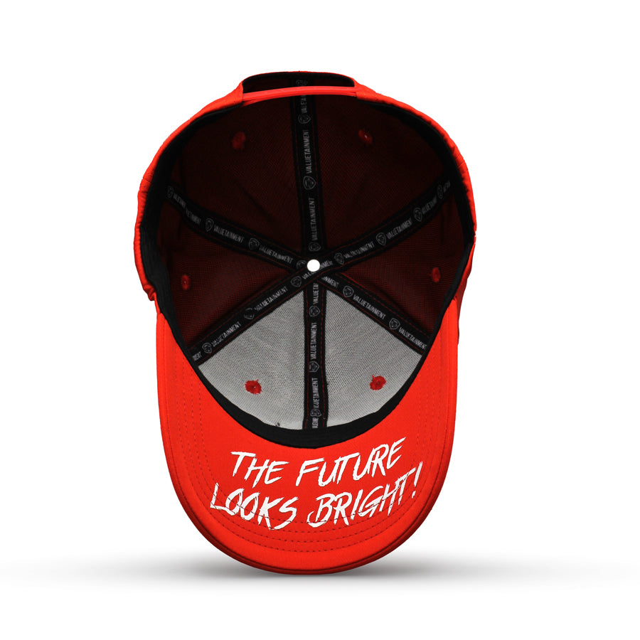 VT Lion Shield Logo Future Looks Bright Red & White Snapback Hat - Stylish Baseball Cap for Men & Women - Perfect for Sports, Outdoor Activities and Street Fashion