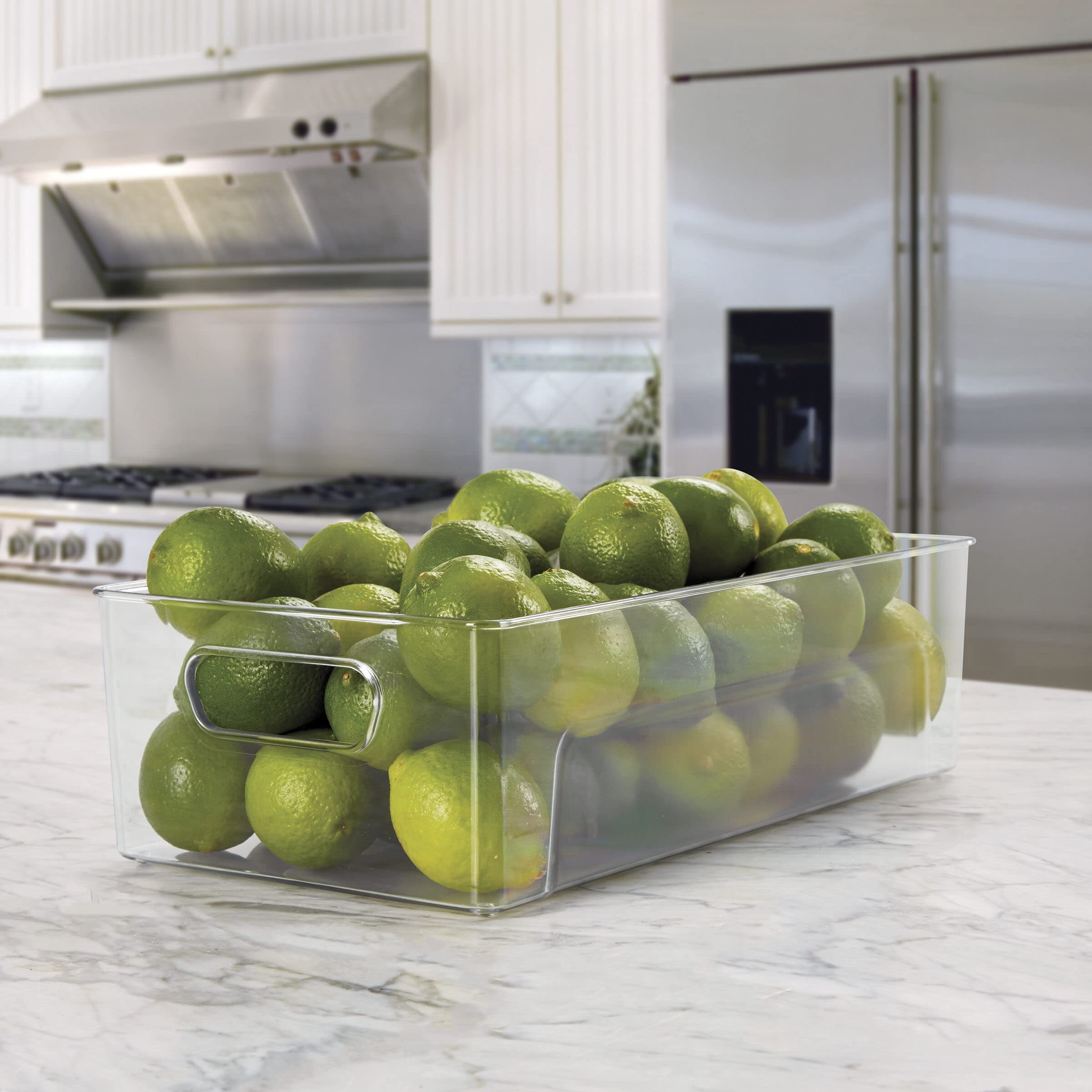 Copco 13.9 x 7.4 x 4.05-Inch Clear Plastic Storage Bins for Kitchen Organization, Refrigerator, Pantry, Laundry Room & Home Storage - Stackable Food Containers with Lids for Easy Home & Office Use