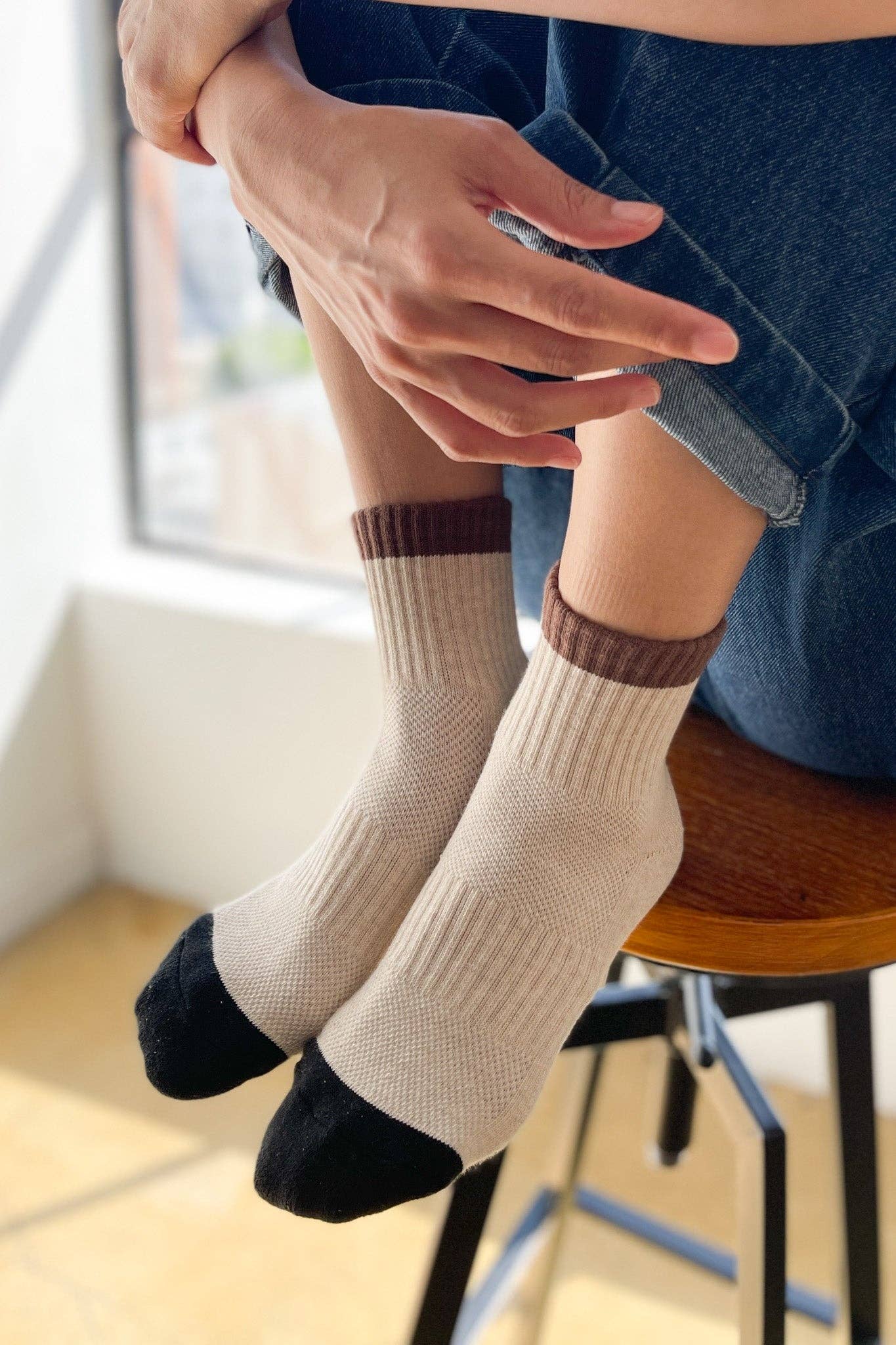 Girlfriend Socks for Women - Color Block Black Coffee Crew Socks | Perfect Gift for Her, Valentine's Day, Anniversary & Everyday Wear