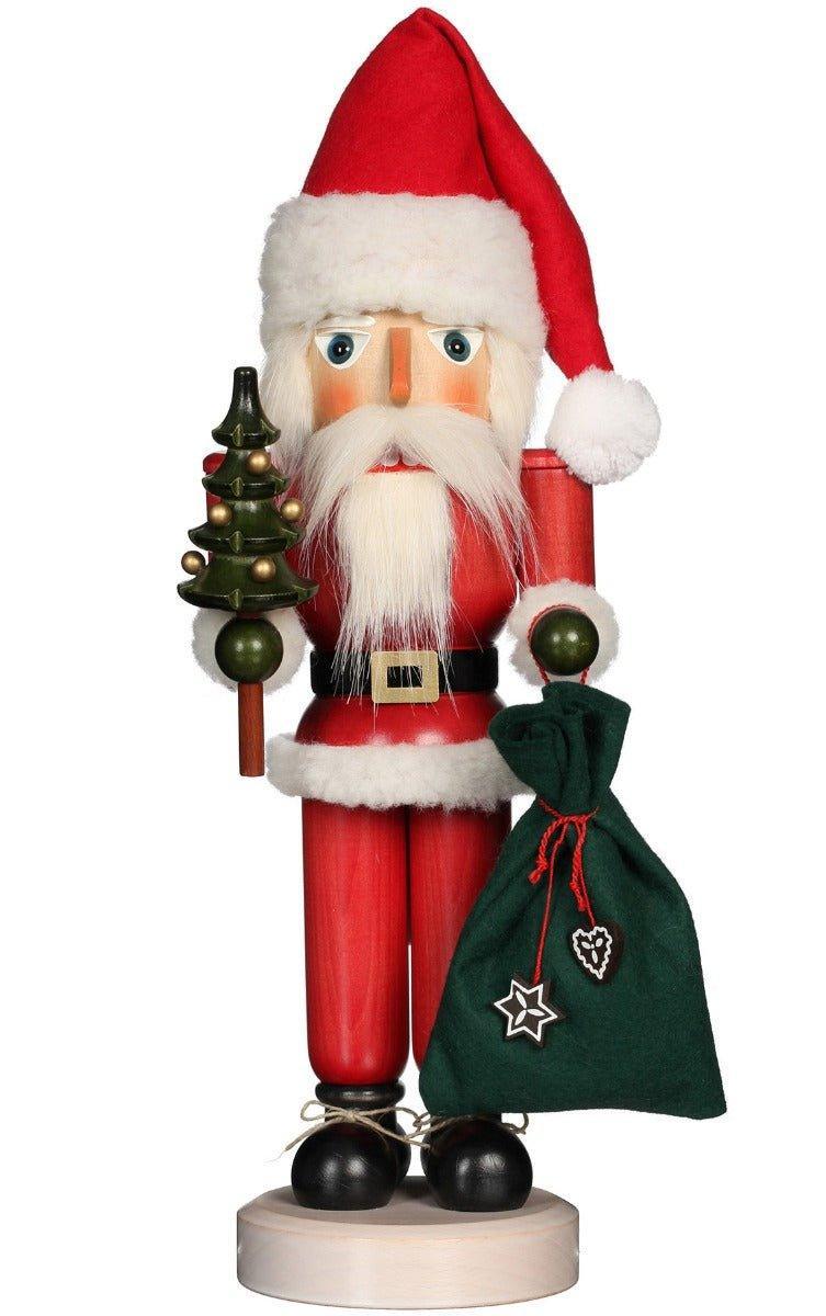 Christian Ulbricht Seiffener Nussknackerhaus Red Santa with Tree - Traditional German Nutcracker Christmas Decoration for Holiday Home Decor & Gift Giving
