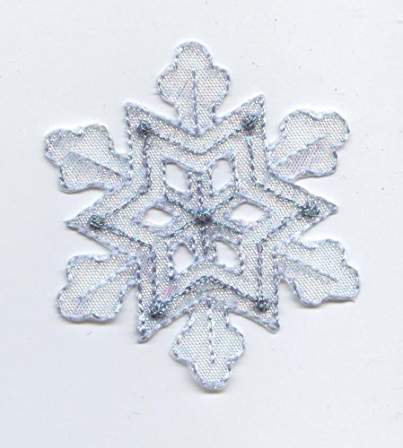 Blue Holiday Snowflake Embroidered Iron-On Patch for Jackets, Hats & DIY Crafts - Perfect for Christmas Decorations & Winter Apparel