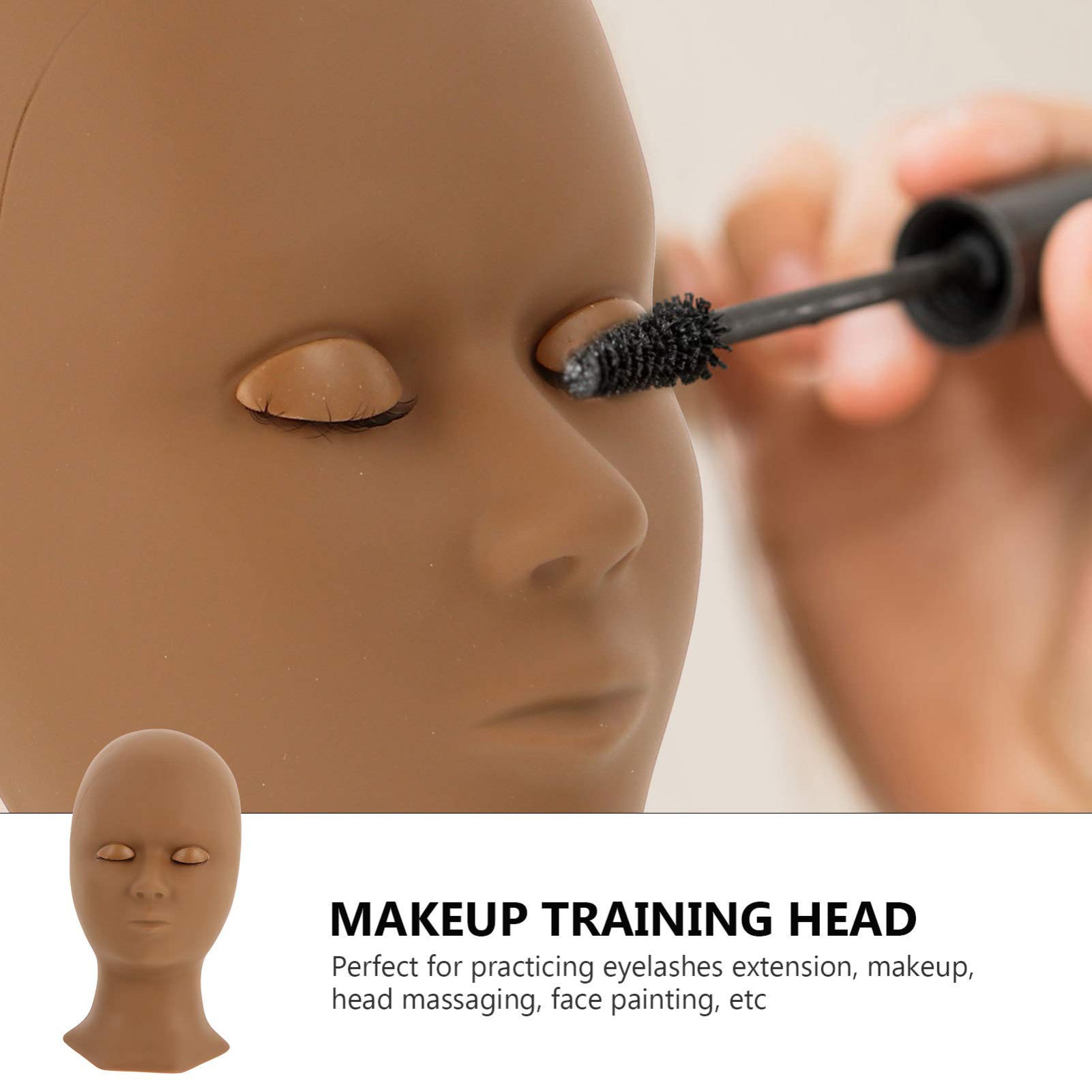Professional Eyelash Mannequin Head with 4 Pairs of Eyelids - Lash Extension Training Kit for Makeup Practice & Eyelash Technician Students (Black) - Perfect for Salon Practice, Beauty School & Home Use