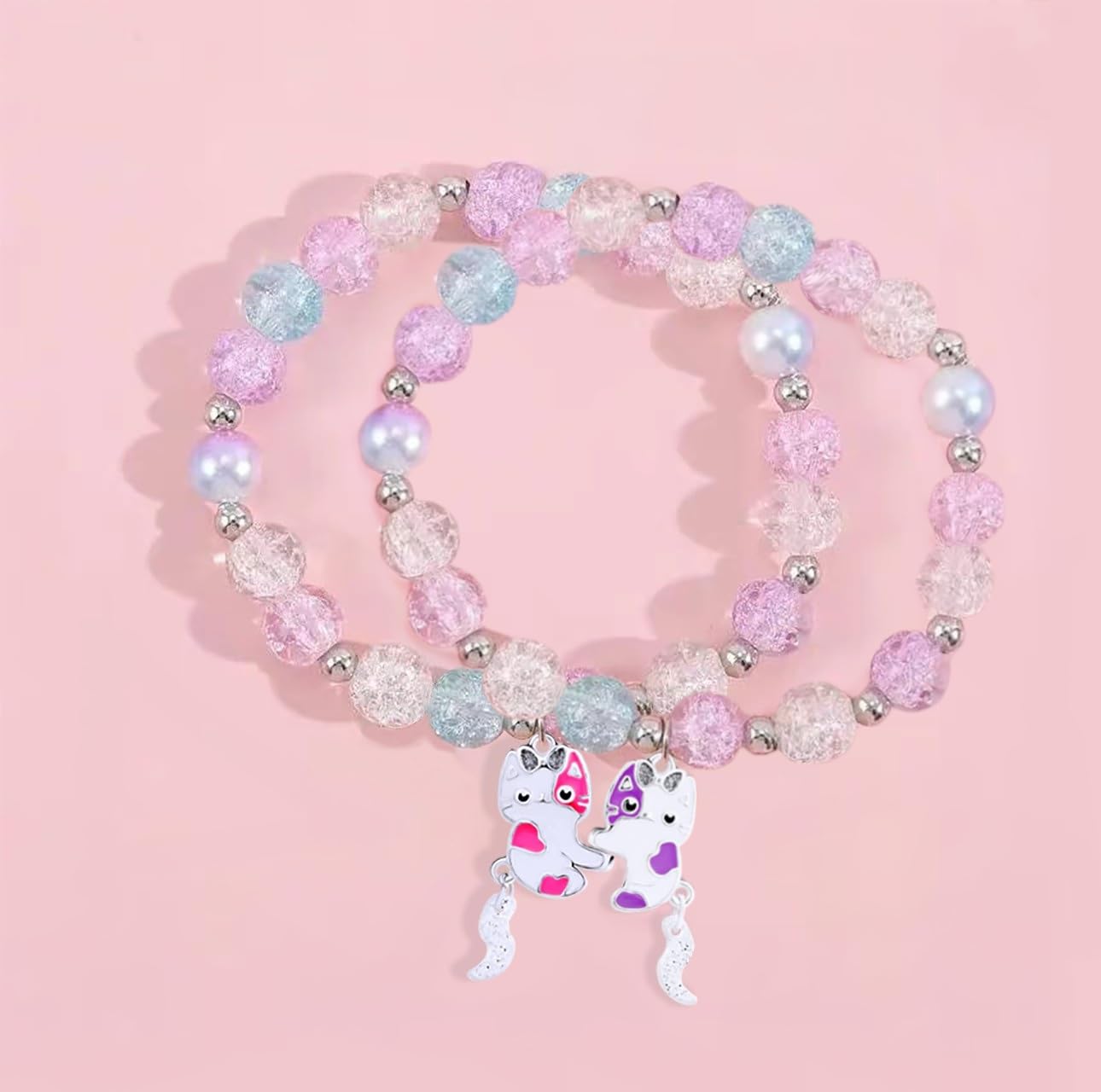 DOYYCA Magnetic Beaded Friendship Bracelets for 2 - Cute Matching BFF Charm Bracelets for Girls & Women, Perfect for Gifts, Parties, and Everyday Wear