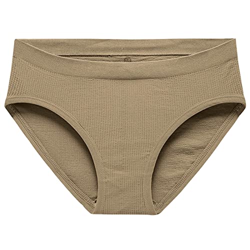 Women's Seamless Elastic High Waist Tummy Control Panties - Breathable Lace Underwear for Everyday Comfort (Khaki, Size L) | Perfect for Yoga, Workout & Daily Wear