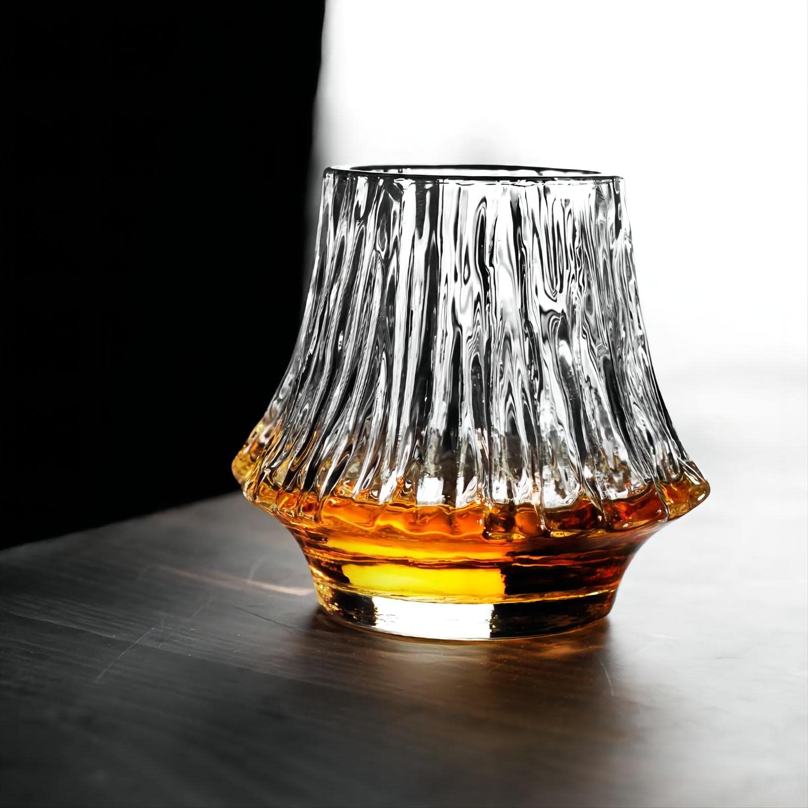 Premium Mt. Fuji Rock Glass Set - Japanese Whiskey Tumbler & Beer Glass with Paulownia Wood Gift Box - Perfect for Home Bar, Cocktail Parties & Japanese Culture Enthusiasts