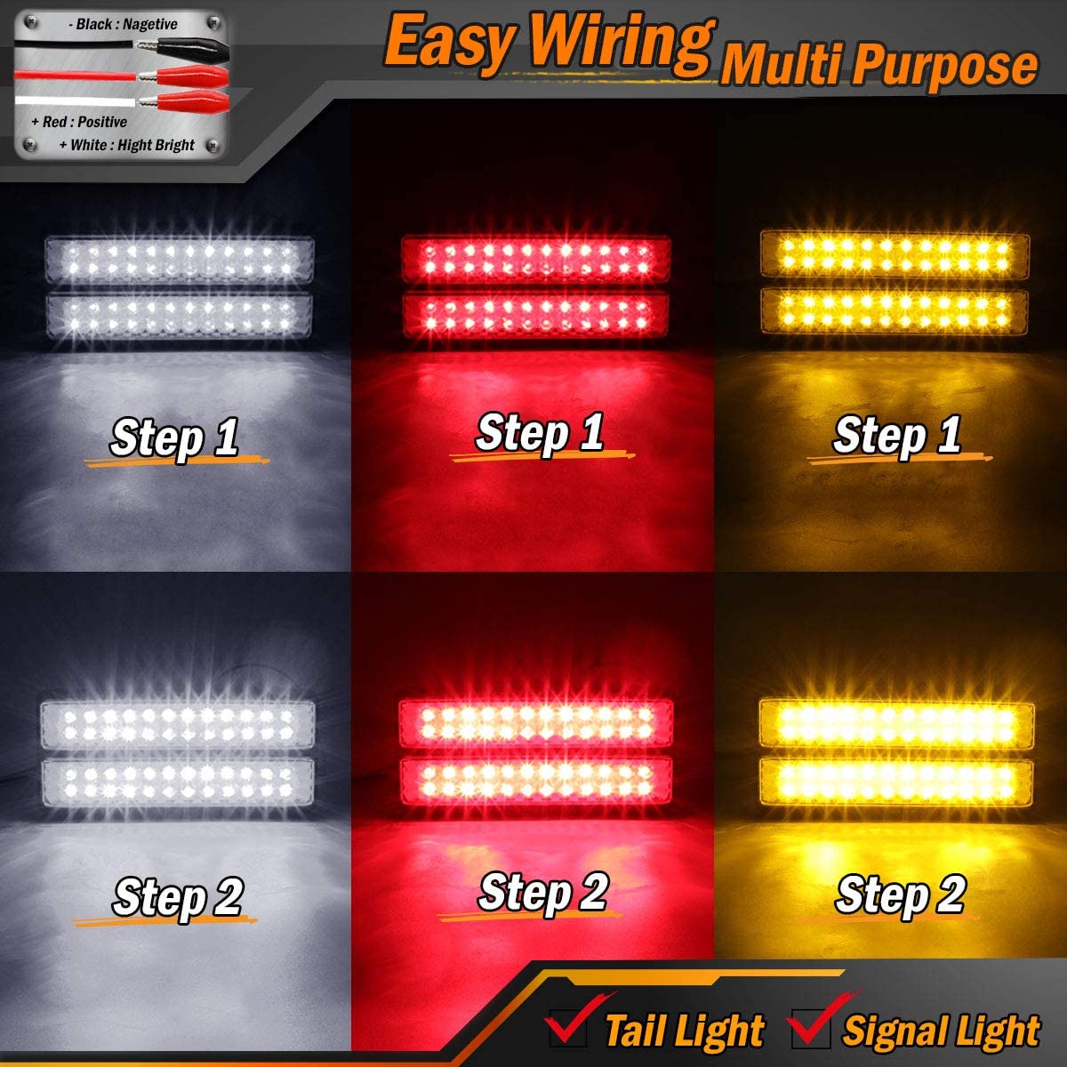 Meerkatt 8 Inch Smoked Lens Tail Light Kit (Pack of 3) - Amber, Red & White LED Clearance Lamps with Mounting Plate for 12V DC Trailers, Trucks & Pickups | Durable Replacement for Lorry & Heavy-Duty Vehicles | Ideal for Night Driving, Off-Roading & Commercial Fleets