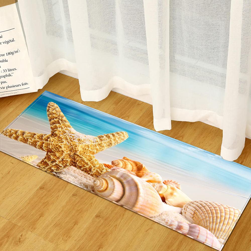 Non-Slip Anti-Fatigue Kitchen Floor Mat - Waterproof, Comfortable Standing Mat for Cooking & Dishwashing (Seaside Shell Design, 40x120cm) - Perfect for Home Kitchen, Restaurant & Commercial Use
