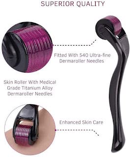 SHOPARAM 0.5mm Derma Roller with 540 Titanium Needles - Professional Microneedling Tool for Face, Scalp & Beard Care - Stimulates Collagen, Reduces Wrinkles & Promotes Hair Growth - Perfect for At-Home Skin Rejuvenation & Beauty Routine