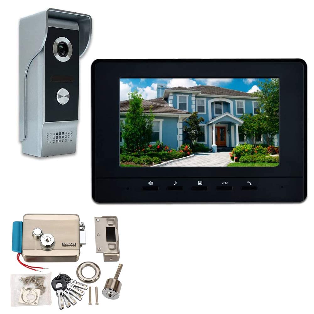 7-Inch Wired Video Intercom System with HD Camera & Electronic Door Lock - Secure Home Entry Solution for Apartments, Offices, and Gated Communities